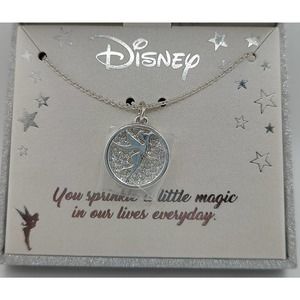 Tinkerbell Silver and Crystal Necklace Disney NIB